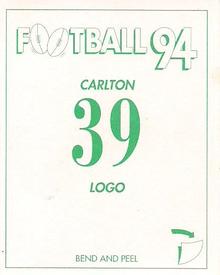 1994 Select AFL Stickers #39 Carlton Blues Back